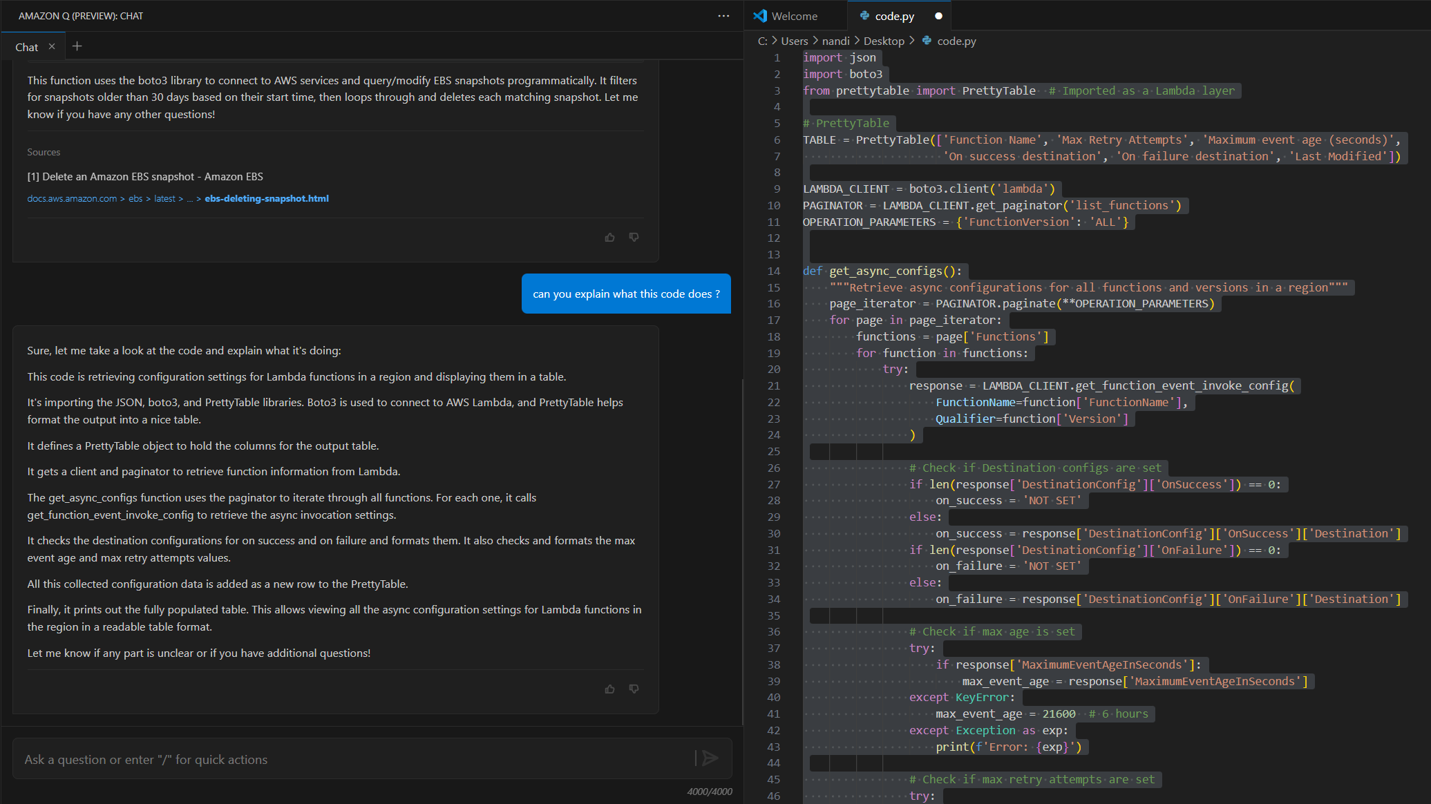Comprehension du code Amazon Q Comprehension du code Amazon Q