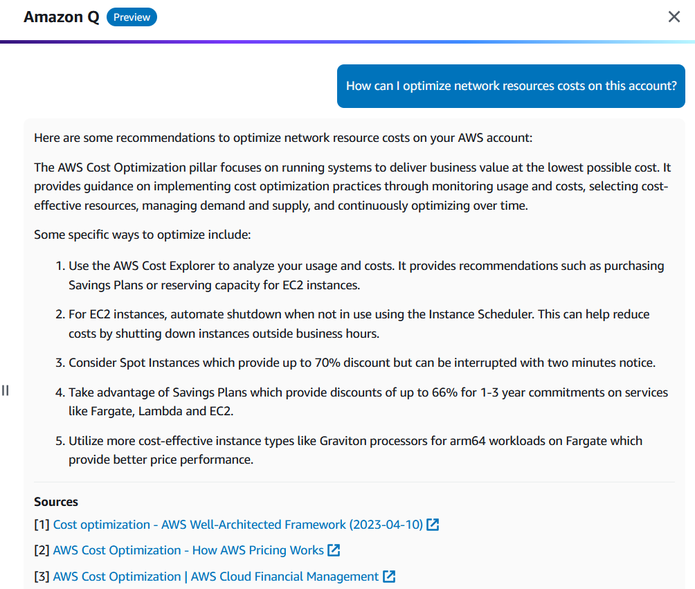 Recommandations par Amazon Q Recommandations par Amazon Q
