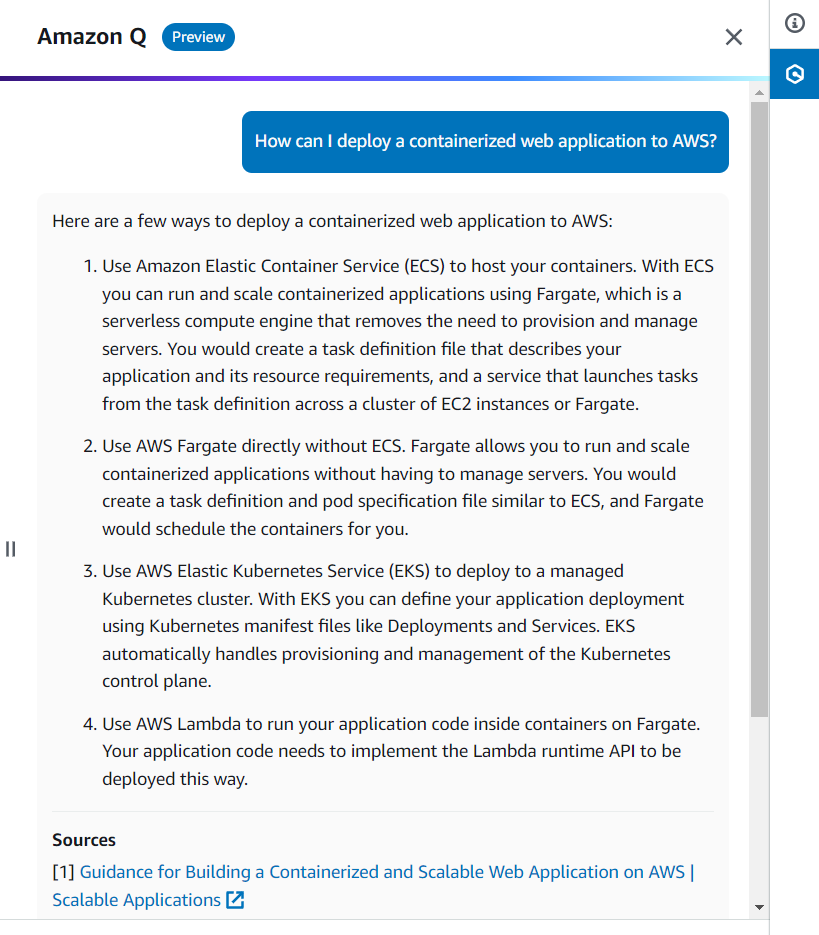 Question posée à Amazon Q Question posée à Amazon Q
