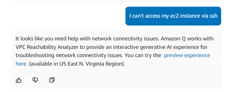 Redirection vers Amazon Q network troubleshooting Redirection vers Amazon Q network troubleshooting