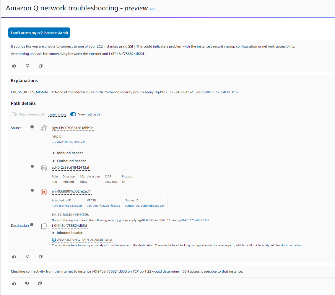 Amazon Q network troubleshooting Amazon Q network troubleshooting