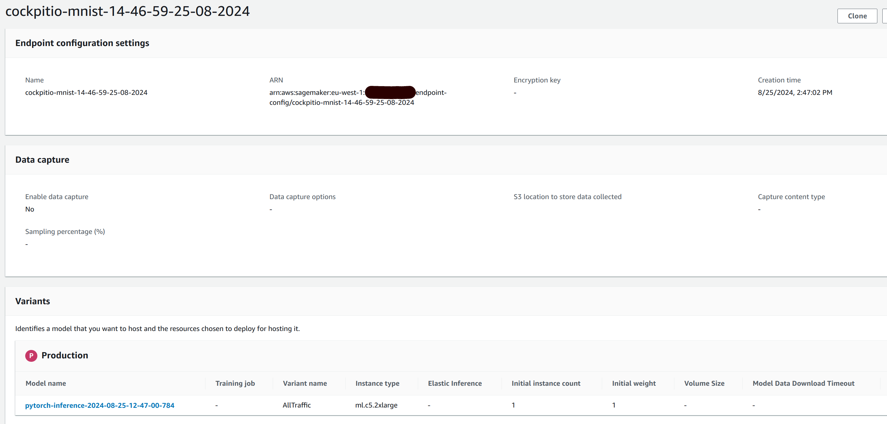 Endpoint configuration dans SageMaker