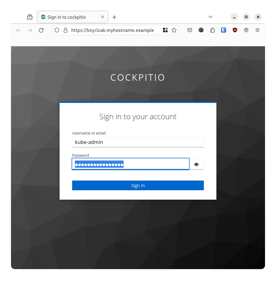 Connexion via keycloak keycloak_login_page